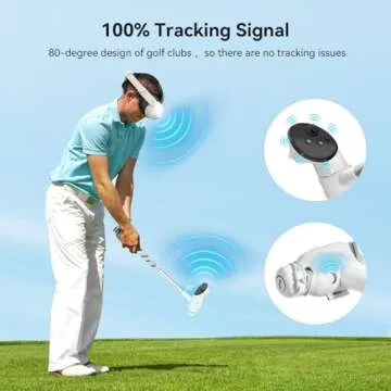 AMVR Golf Club Attachment Compatible with Meta/Oculus Quest 3S/Quest 3, Non-Slip VR Golf Handle Grip for Golf +, 80 Degree Design Keep Tracking （for Right Controller, Not for Charging Dock Battery）