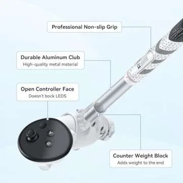 AMVR Golf Club Attachment Compatible with Meta/Oculus Quest 3S/Quest 3, Non-Slip VR Golf Handle Grip for Golf +, 80 Degree Design Keep Tracking （for Right Controller, Not for Charging Dock Battery）