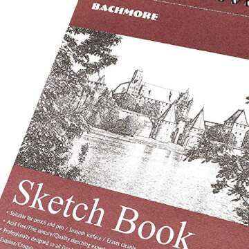 Bachmore Sketchpad 9X12 Inch (68lb/100g), 100 Sheets of TOP Spiral Bound Sketch Book for Artist Pro ...