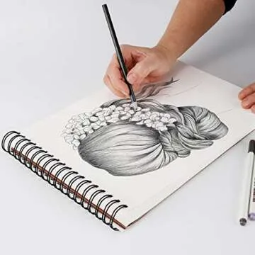 Bachmore Sketchpad 9X12 Inch (68lb/100g), 100 Sheets of TOP Spiral Bound Sketch Book for Artist Pro & Amateurs | Marker Art, Colored Pencil, Charcoal for Sketching