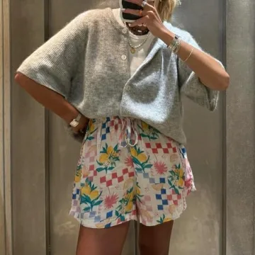 Chic Y2K Crop Cardigan for Women Short Sleeve Sweater