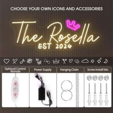 Custom Neon Signs-Neon Sign Customizable for wall Decor,wedding Decor,bar Decor.Personalized Neon Sign for Birthday, Party Gift