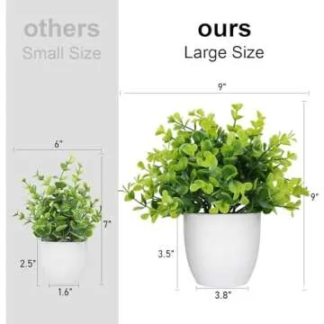 LELEE Artificial Potted Plants Mini Fake Plants with Pots, 3 Pack Medium Eucalyptus Potted Faux Decorative Grass Plant with White Plastic Pot for Home Decor, Indoor, Office, Desk, Table Decoration