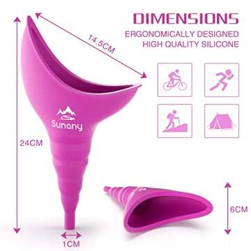 Sunany Female Urinal with Silicone Funnel, Portable for Standing Female, Reusable Female Urinal, for...