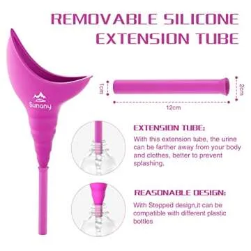 Sunany Female Urinal with Silicone Funnel, Portable for Standing Female, Reusable Female Urinal, for Outdoor, Activities, Camping, Travel (Purple)
