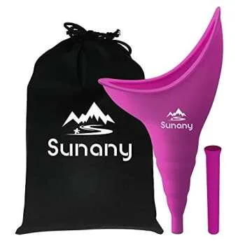Sunany Female Urinal with Silicone Funnel, Portable for Standing Female, Reusable Female Urinal, for Outdoor, Activities, Camping, Travel (Purple)