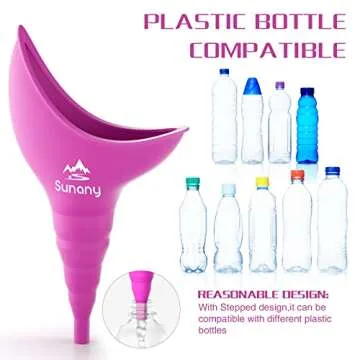 Sunany Female Urinal with Silicone Funnel, Portable for Standing Female, Reusable Female Urinal, for Outdoor, Activities, Camping, Travel (Purple)