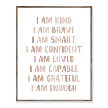 Kids Affirmations Print I Am Kind I Am Brave 8x10