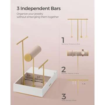 SONGMICS Jewelry Holder Organizer with Mirror, Elegant Design