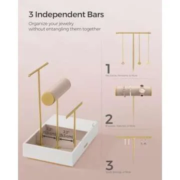 SONGMICS Jewelry Holder Organizer with Mirror, Elegant Design