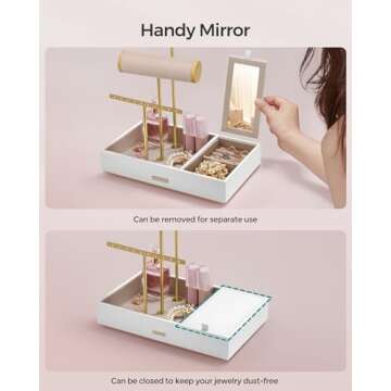 SONGMICS Jewelry Holder Organizer with Mirror, Elegant Design