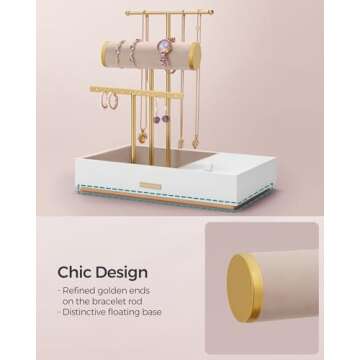 SONGMICS Jewelry Holder Organizer with Mirror, Elegant Design