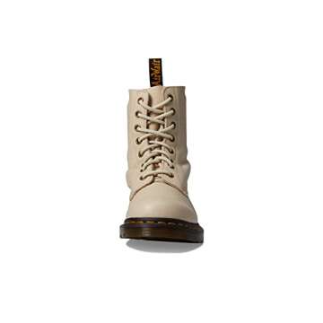 Dr. Martens Women Amphibians Combat Boot, Parchment Beige Virginia, 8