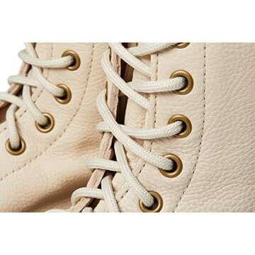 Dr. Martens Women Amphibians Combat Boot, Parchment Beige Virginia, 8