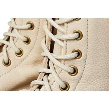 Dr. Martens Women Amphibians Combat Boot, Parchment Beige Virginia, 8