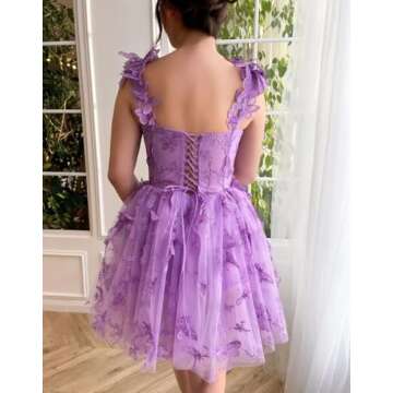 Tulle Homecoming Dress for Teens 3D Butterflies Short Prom Gown Sweetheart Laces Appliques Cocktail ...