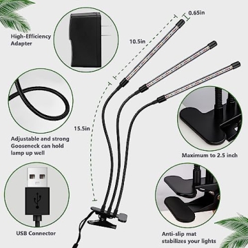 Full Spectrum LED Grow Light with Timer and Flexible Arm