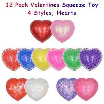 Eavotoy 12 Pack Valentine's Hearts Stress Balls for Gifts