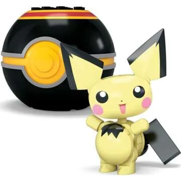 Mega Pokémon Building Toys Set Pichu & Charmander with 40 Pieces, 2 Poseable Characters and Poké Ball, 2 Inches Tall, for Kids