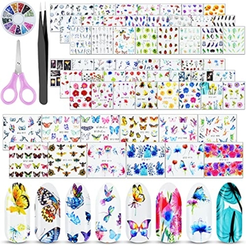 EAONE 60 Sheets Nail Stickers - Vibrant DIY Nail Art Designs for Women & Girls