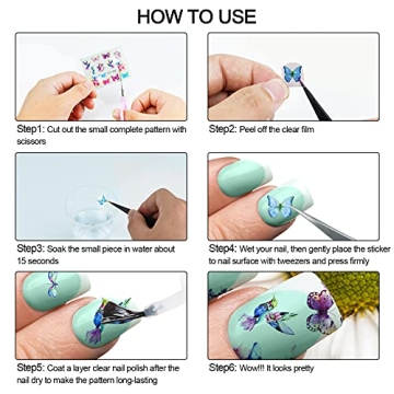 EAONE 60 Sheets Nail Stickers DIY Nail Art Designs Safe & Easy