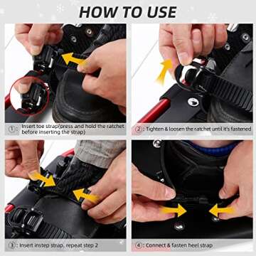 NACATIN Lightweight Snowshoes for Men Women Youth Kids，Aluminum Alloy All Terrain Snow Shoes with Carry Tote Bag and Adjustable Ratchet Bindings, 21"/25"/30"