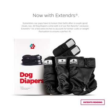 Pet Parents® Washable Dog Diapers (3pack) + Extendrs® of Durable Doggie Diapers, Premium Dog Diape...