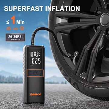 GOOLOO GT160 Tire Inflator Portable Air Compressor, 160PSI 3X Fast Portable Air Pump for Car Tires, ...