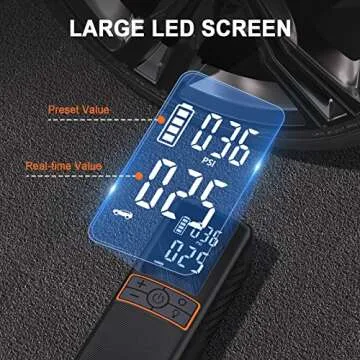GOOLOO GT160 Tire Inflator Portable Air Compressor, 160PSI 3X Fast Portable Air Pump for Car Tires, 7500mAh Cordless Tire Pump with LED Light, USB Qucik Charge, Auto-Shutoff, for Car Motors Bike Ball