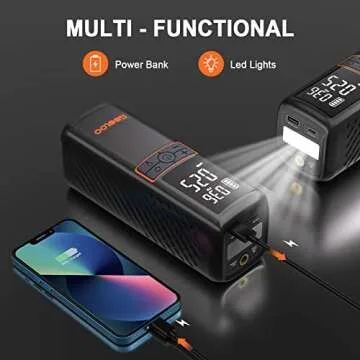 GOOLOO GT160 Tire Inflator Portable Air Compressor, 160PSI 3X Fast Portable Air Pump for Car Tires, 7500mAh Cordless Tire Pump with LED Light, USB Qucik Charge, Auto-Shutoff, for Car Motors Bike Ball