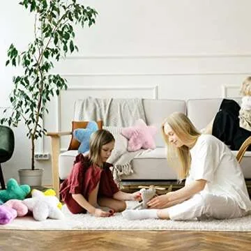 YRXRUS Star Pillows, Yellow Star Shaped Pillow, Throw Pillow Gifts, Cute Room Decor, Fluffy Faux Rabbit Fur Pillow, 15x15 Inches Ultra Soft Pillow