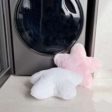 YRXRUS Star Pillows, Yellow Star Shaped Pillow, Throw Pillow Gifts, Cute Room Decor, Fluffy Faux Rabbit Fur Pillow, 15x15 Inches Ultra Soft Pillow