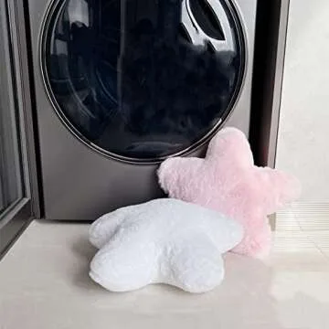 YRXRUS Star Pillows, Yellow Star Shaped Pillow, Throw Pillow Gifts, Cute Room Decor, Fluffy Faux Rabbit Fur Pillow, 15x15 Inches Ultra Soft Pillow