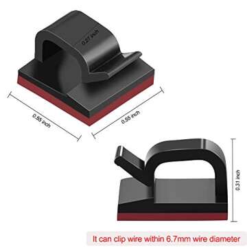 120 PCS Black Cable Clips Heavy Duty Cable Clips with Strong Self-Adhesive Wire Holder Sticky Tidy and Organizer Drop Wire Holder Cord Management for Car Office and Home