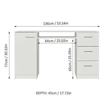 Madesa Modern Desk with Storage for Home and Office