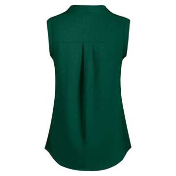 Moyabo Women's Plus Size Split V Neck Sleeveless Chiffon Blouses V Neck Shirts Casual Tank Tops Dark Green XX-Large