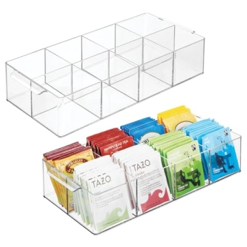 mDesign 8-Compartment Tea Bag Organizer Caddy - 2 Pack