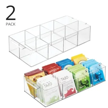 mDesign 8-Compartment Tea Bag Organizer Caddy - 2 Pack