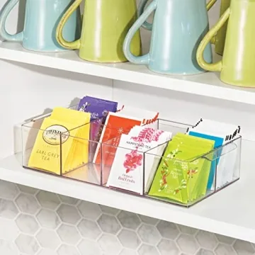 mDesign 8-Compartment Tea Bag Organizer Caddy - 2 Pack