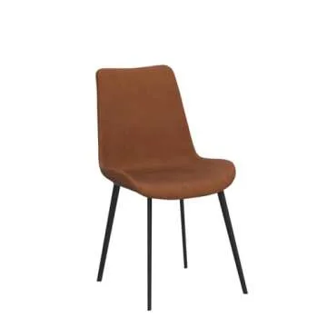 HIPIHOM Dining Chairs Set of 4, Modern Kitchen & Dining Room Chairs, Upholstered Faux Leather Cushion Seat and Sturdy Metal Legs (4 Brown Chairs)