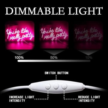 Pink LED Neon Sign for Wall Decor Dimmable USB Powered