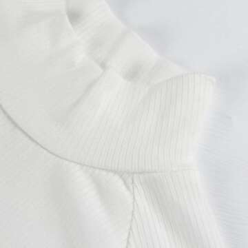 PALINDA Women's Mock Turtleneck Long Sleeve Bodysuit Ribbed Knit Stretchy Thong Bodysuit Tops(White,M)