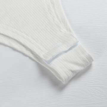 PALINDA Women's Mock Turtleneck Long Sleeve Bodysuit Ribbed Knit Stretchy Thong Bodysuit Tops(White,M)