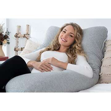 AngQi Pregnancy Pillows Cooling for Sleeping - Maternity Body Pillow for Pregnant Women - with Cool Jersey Cover