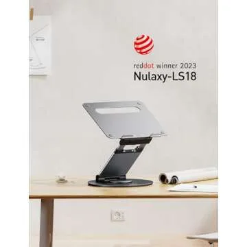 Nulaxy Telescopic 360 Rotating Laptop Stand for Desk Adjustable Height Swivel Pull Out Design Ergono...