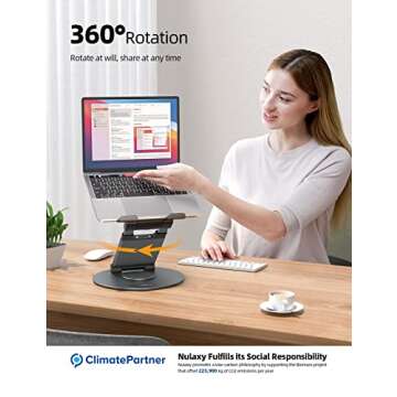 Nulaxy Telescopic 360 Rotating Laptop Stand for Desk Adjustable Height Swivel Pull Out Design Ergonomic Laptop Riser Fits All 10-17" Laptops Computer MacBook, Gray