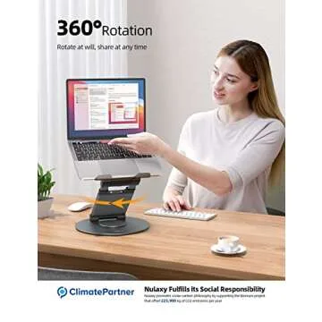 Nulaxy Telescopic 360 Rotating Laptop Stand for Desk Adjustable Height Swivel Pull Out Design Ergonomic Laptop Riser Fits All 10-17" Laptops Computer MacBook, Gray