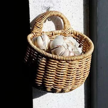 Ochine 1 Pack Hanging Basket Woven Wall Baskets Hanging Storage Basket Woven Shelf Basket Storage Bin Plant Basket Small Woven Storage Basket with Handle Decorative Basket for Home Office Organizing