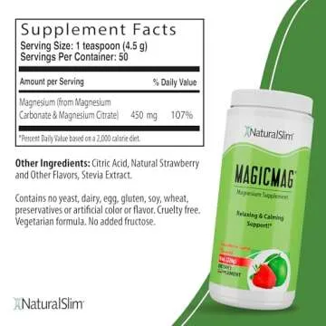 NaturalSlim Magicmag Pure Magnesium Citrate Powder – Stress, Constipation, Muscle, Heart Health, a...