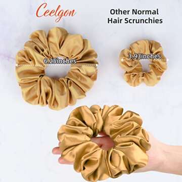 CEELGON Brown Black Big Satin Scrunchies for Women 6.3Inches Large Scrunchie Coffee Satin Oversized ...